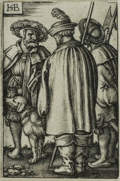Tre soldater og en hund af Hans Sebald Beham