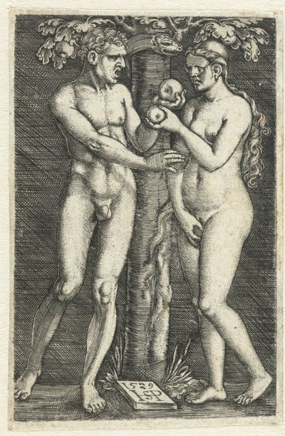 Adam og Evas fristelse i paradis af Hans Sebald Beham