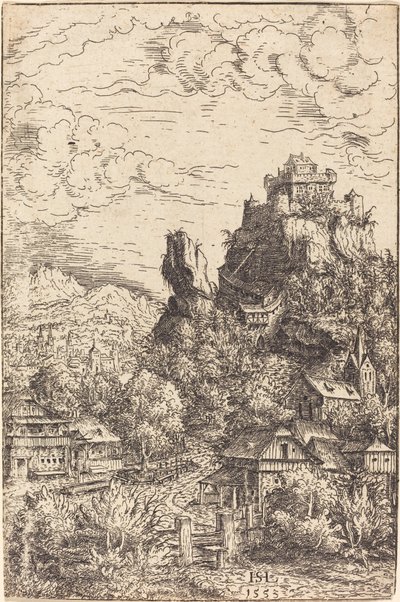 Landskab med et slot, 1553. af Hans Sebald Lautensack