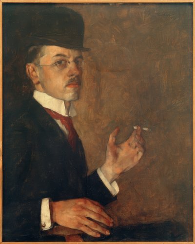 Selvportræt med en cigaret af Hans Sutter
