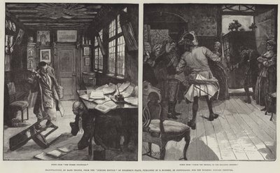 Illustrationer, fra jubilæumsudgaven af Holbergs skuespil, udgivet af E Bojesen, København, til Holbergs jubilæumsfestival af Hans Tegner
