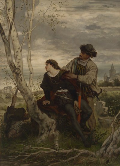 Hamlet og Horatio ved Ophelias grav af Hans Thoma