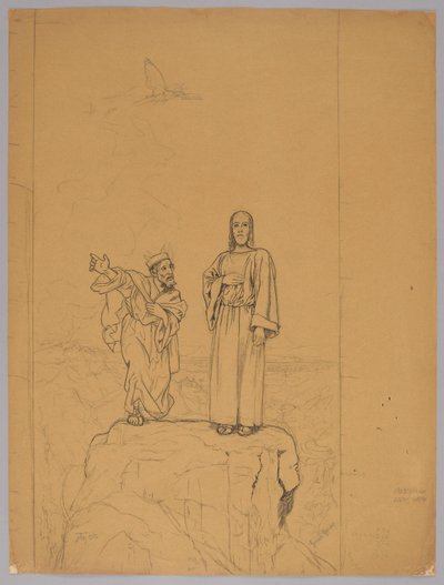Die Versuchung Christi, verso: Christus gekreuzigt af Hans Thoma