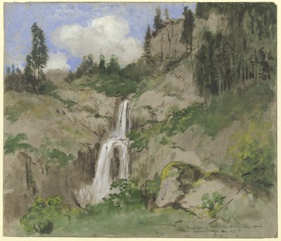 Landskab med vandfald (dekoration til et dukketeater) af Hans Thoma