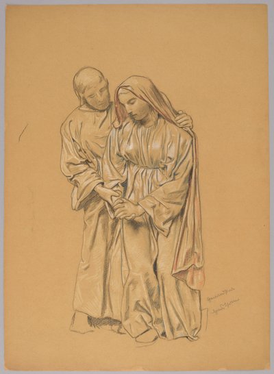 Maria mit dem heiligen Johannes dem Evangelisten af Hans Thoma