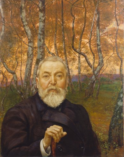 Selvportræt i en birkelund af Hans Thoma