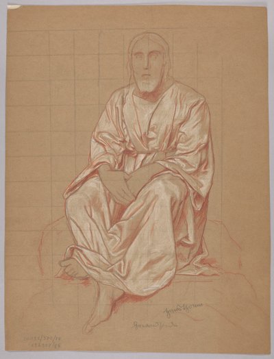 Siddende Kristus, bagside: gentagelse af den samme figur af Hans Thoma