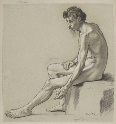 Studie af en mandlig nøgenfigur af Hans Thoma