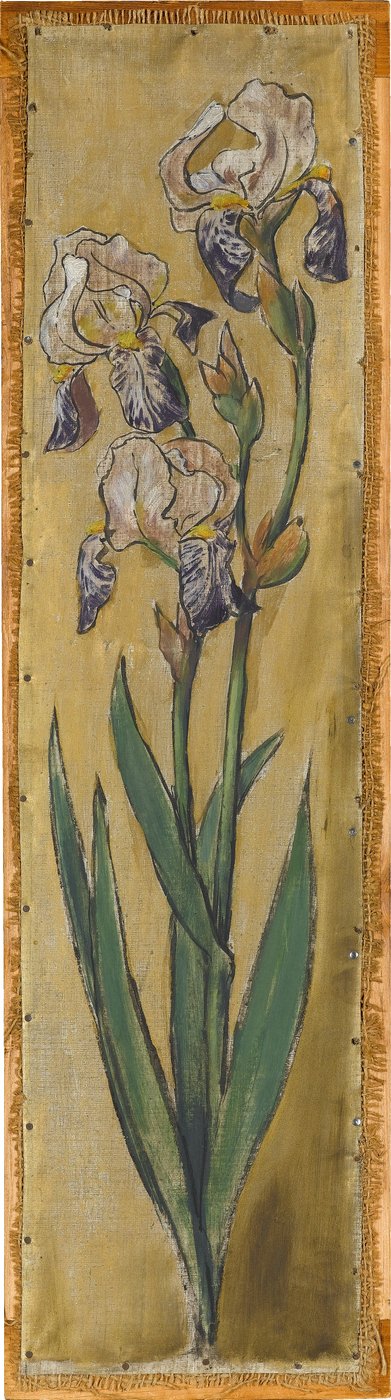 Wandfries aus dem Musiksaal des Hauses Pringsheim, München: Vase mit Schwertlilien af Hans Thoma