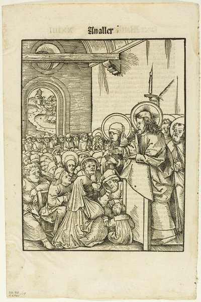 Kristus prædiker, fra Leben Jesu Christi, planche 19 fra Træsnit fra bøger fra det XVI århundrede af Hans Wechtlin I