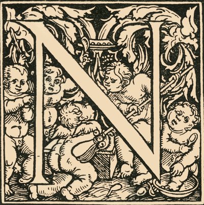 N - Et alfabet af Hans Weiditz, c1520-1521, 1908. af Hans Weiditz