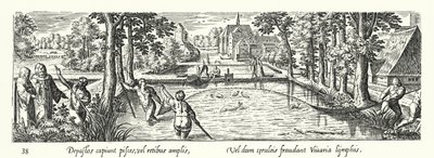 Fange fisk i en dam af Hans after Bol