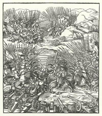 Kamp mellem de franske og venetianske hære under krigen i League of Cambrai, 1509 af Hans after Burgkmair