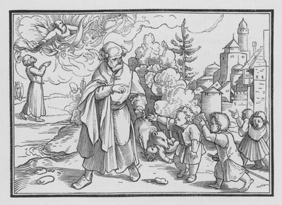 Bjørne ødelægger børnene, der hånede Elisha, 2. Kongebog II, 23 af Hans after Holbein the Younger