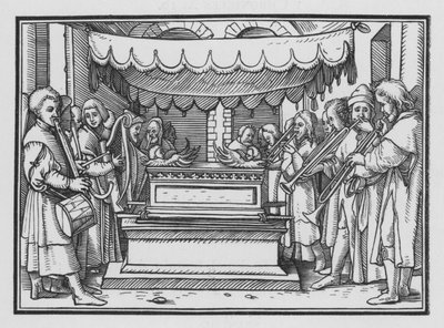David udnævner et band af sangere og musik til at prise Herren, 1 Chronicles XVI, 4 af Hans after Holbein the Younger