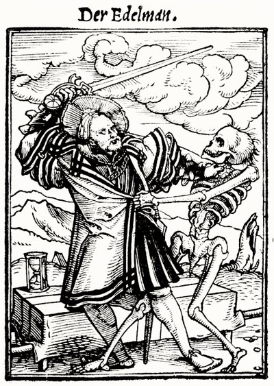 Døden og Adelsmanden, fra Dødedansen, graveret af Hans Lutzelburger, ca. 1538 af Hans after Holbein the Younger