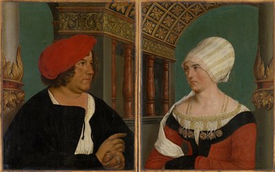 Dobbeltportræt af Basel-borgmesteren Jacob Meyer zum Hasen og hans kone Dorothea Kannengiesser, 1516 (tempera på kalktræ) af Hans after Holbein the Younger