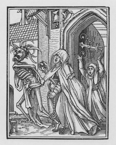 Holbeins Dødedans: Abbedissen af Hans after Holbein the Younger