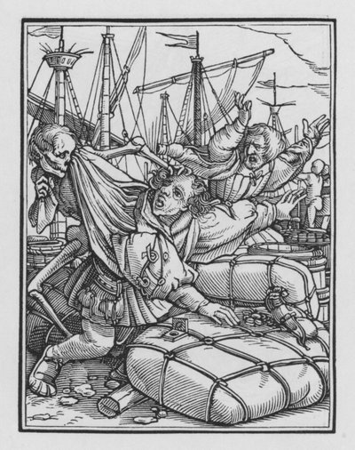 Holbeins Dødedans: Købmanden af Hans after Holbein the Younger