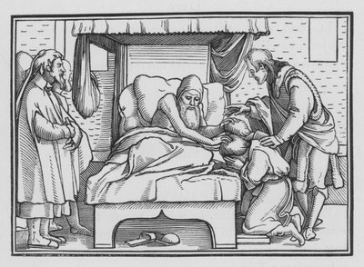 Jakob velsigner Josef og hans to sønner, 1. Mosebog XLVIII, 14 af Hans after Holbein the Younger