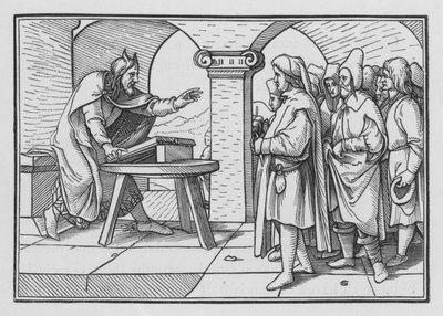 Moses formaner til lydighed fra Guds tidligere handlinger, Femte Mosebog IV, 1 af Hans after Holbein the Younger
