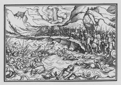 Farao forfølger israelitterne, Exodus XIV, 28 af Hans after Holbein the Younger
