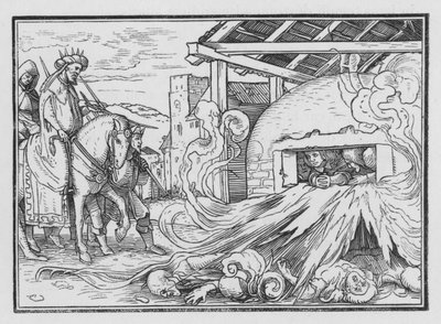 Shadrak, Meshak og Abednego kastet i ilden, Daniel III, 23 af Hans after Holbein the Younger
