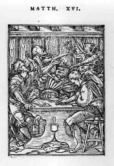The Gamesters, fra Dance of Death-serien, indgraveret af Hans Lutzelburger (fl.1505-26) c.1526-28 af Hans after Holbein the Younger