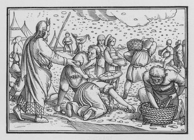 Israelitterne knurrer af mangel på brød, Anden Mosebog XVI, 4 af Hans after Holbein the Younger
