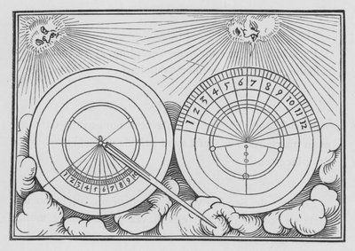 Solenes tilbagevenden skygge ti grader på urskiven af Ahaz, Esajas XXXVIII, 8 af Hans after Holbein the Younger