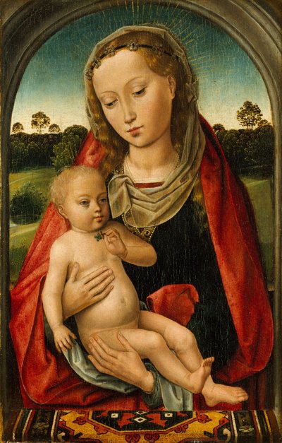 Jomfru og barn, ca. 1487 (olie på egetræspanel) af Hans after Memling