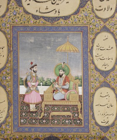 Album af Mughal-dynastisk genealogi, 1855 (ugennemsigtig wc og guld på papir) af Haqim Ahasan Ullah Khan