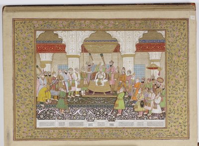 Album af Mughal-dynastisk genealogi, 1855 (ugennemsigtig wc og guld på papir) af Haqim Ahasan Ullah Khan