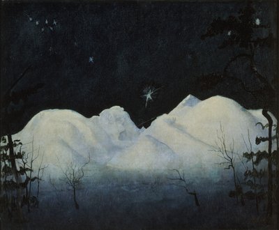 Vinternætter i bjergene (olie på lærred) af Harald Oscar Sohlberg
