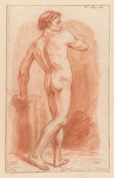 Stående nøgen mand, set bagfra (3. præmie 1766) af Harmanus Vinkeles