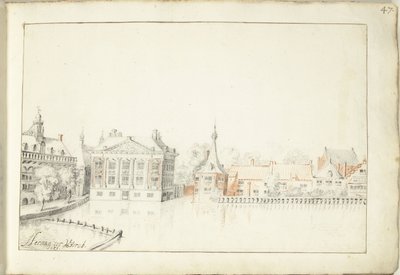 Udsigt over bygningerne på Hofvijver, Haag af Harmen ter Borch (signed by artist)