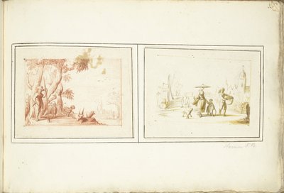 Hyrde med sit kvæg og gadebillede af Harmen ter Borch (signed by artist)