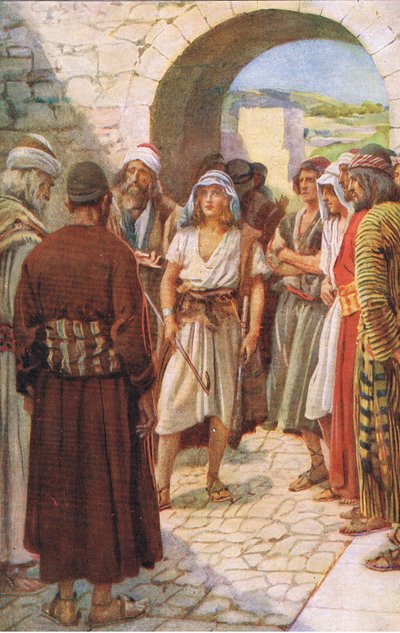 David tilkaldte Samuel, illustration fra Pictures That Teach The Crown Series, 1920 af Harold Copping