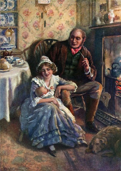 John and Dot Peerybingle (farve litho) af Harold Copping