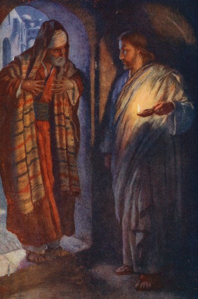 Det Nye Testamente: Nikodemus (farvelitografi) af Harold Copping