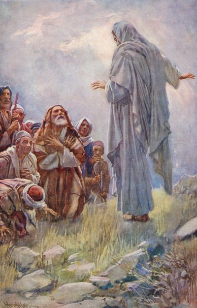 Det Nye Testamente: "Undervis alle folkeslag" (farvelitografi) af Harold Copping
