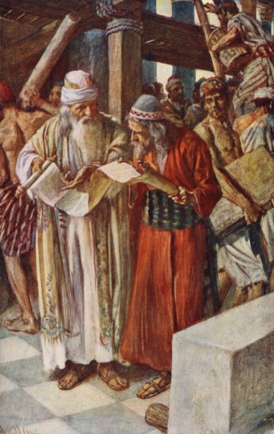 Det Gamle Testamente: The Finding of the Book (farvelitografi) af Harold Copping