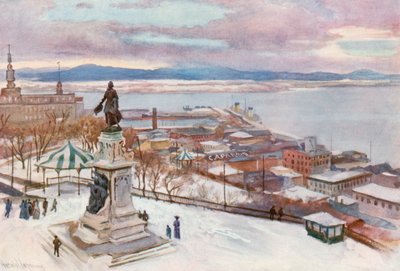 Quebec fra Hotel Frontenac af Harold Copping
