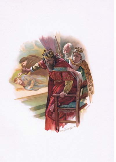 Dronning Gertrude, illustration fra Hamlet af Harold Copping