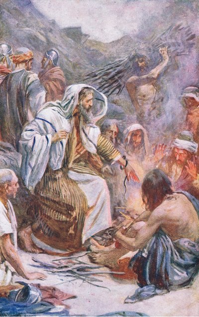 St Paul at Melita, illustration fra Harold Copping Pictures: The Crown Series, ca. 1920