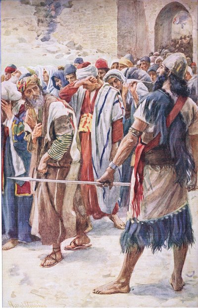 Babylons fanger, illustration fra Pictures That Teach The Crown Series, 1920 af Harold Copping