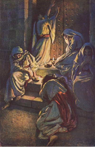 De tåbelige jomfruer, illustration fra Harold Copping Pictures: The Crown Series, ca. 1920