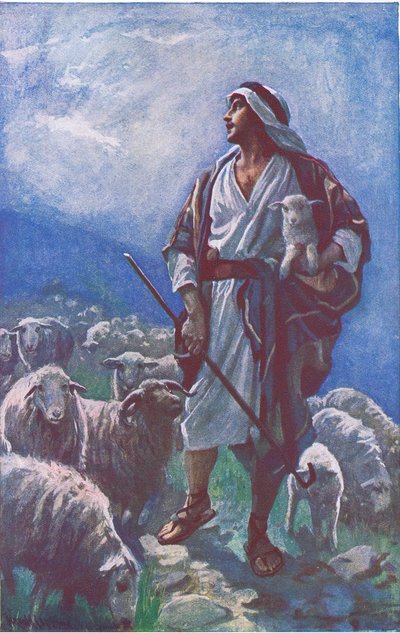 Den gode hyrde, illustration fra Harold Copping Pictures: The Crown Series, ca. 1920