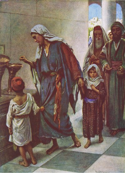 Den fattige kvindes gave, illustration fra Harold Copping Pictures: The Crown Series, ca. 1920
