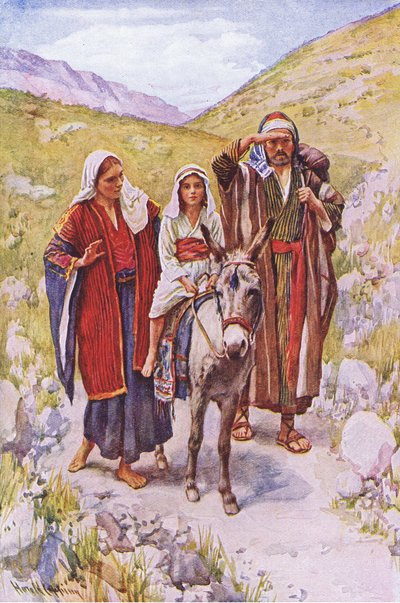 Tilbagekomsten fra Egypten, illustration fra Harold Copping Pictures: The Crown Series, ca. 1920